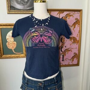 Delta Navy Graphic Tee with Butterfly Design